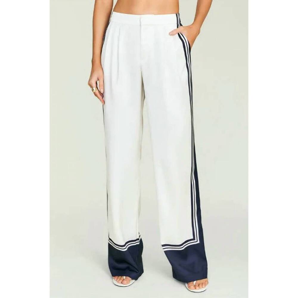 NEW SER.O.YA marlowe satin pants in navy tile print